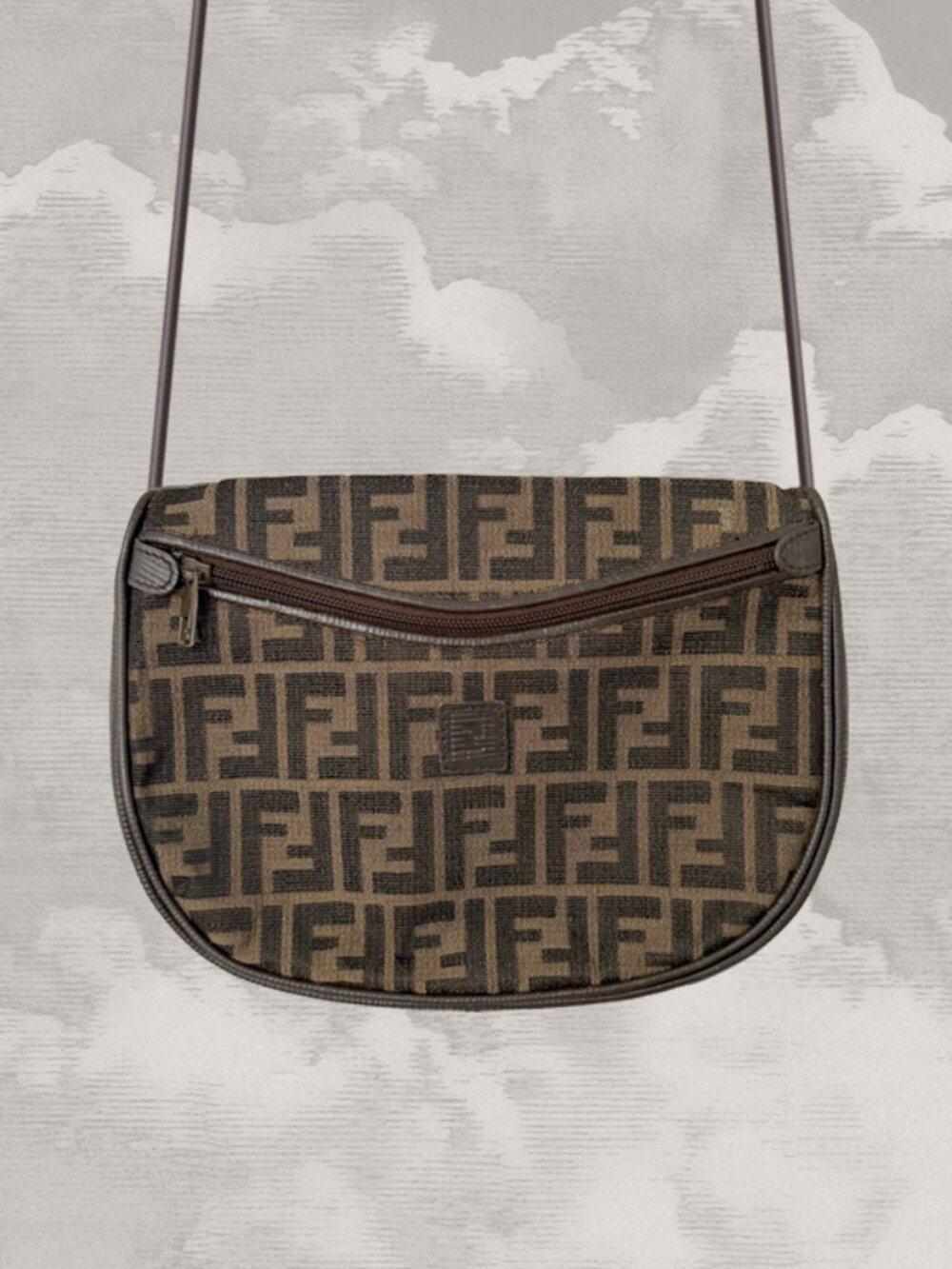 FENDI FF Zucca Vintage Monogram Shoulder bag crossbody clutch 1990s 3-way